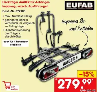 Netto Marken-Discount Eufab Heckträger Amber für Anhängerkupplung, versch, Ausführungen Angebot