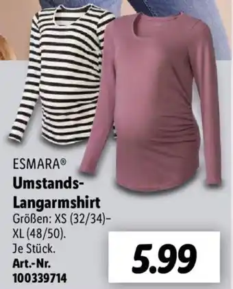 Lidl Esmara Umstands Langarmshirt Angebot