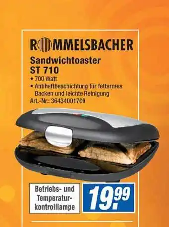 Expert Technomarkt Rommelsbacher Sandwichtoaster ST 710 Angebot