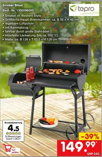 Netto Marken-Discount Tepro Smoker Biloxi Angebot