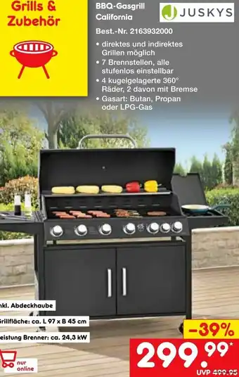 Netto Marken-Discount Juskys BBQ Gasgrill California Angebot