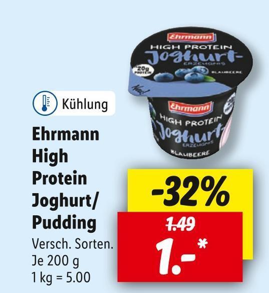 Ehrmann high protein joghurt/ pudding Angebot bei Lidl