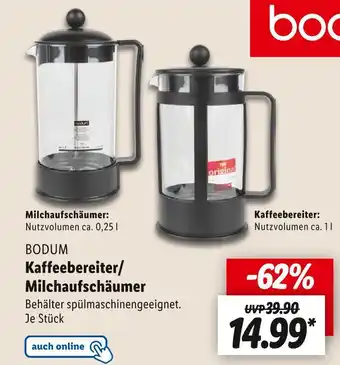 Lidl Bodum kaffeebereiter/milchaufschäumer Angebot