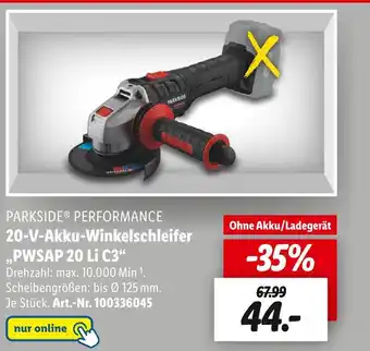 Lidl Parkside performance 20-v-akku-winkelschleifer Angebot