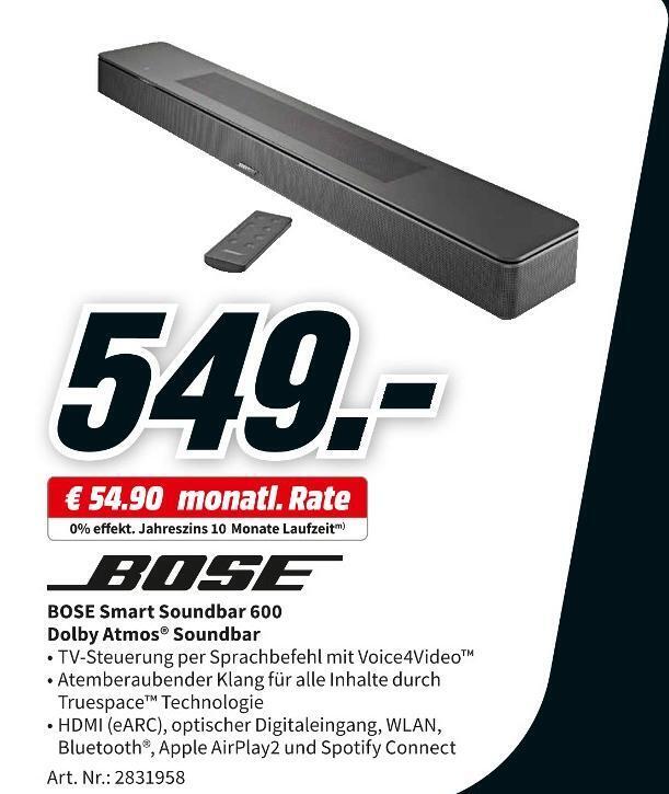 Bose dolby atmos soundbar Angebot bei MediaMarkt
