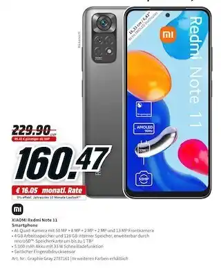 MediaMarkt Xiaomi smartphone redmi note 11 Angebot