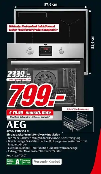 MediaMarkt Aeg einbaubackofen mit pyrolyse + induktion Angebot