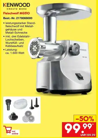 Netto Marken-Discount Kenwood Fleischwolf MG510 Angebot