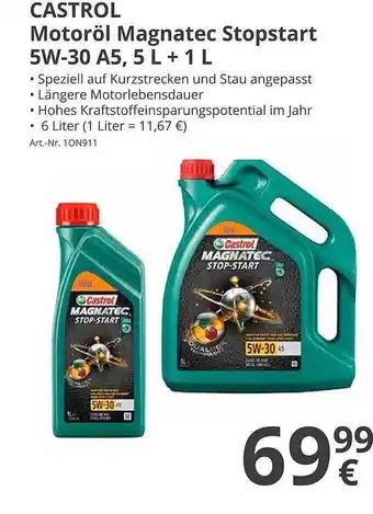A.T.U. Castrol motoröl magnatec stopstart 5w-30 a5, 5 l + 1 l Angebot