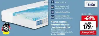 Lidl BeCo 7 Zonen Taschenfederkern Matratze ,,Pro Gel Perfekt TFK" Angebot