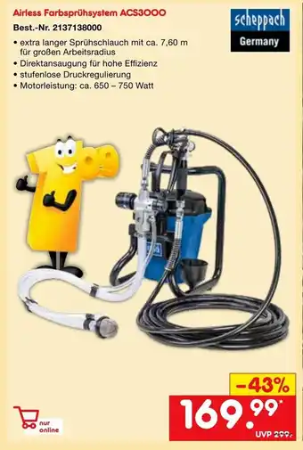 Netto Marken-Discount Scheppach Germany Airless Farbsprühsystem ACS3000 Angebot