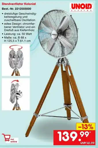 Netto Marken-Discount Unold Standventilator Kolonial Angebot