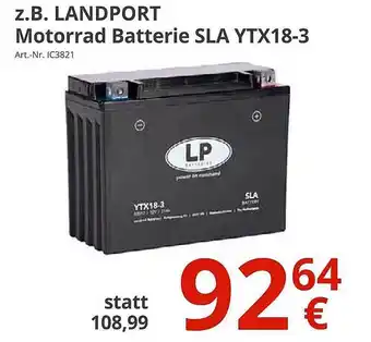 A.T.U. Z.b. landport motorrad batterie sla ytx18-3 Angebot