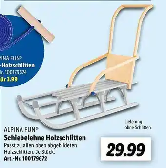 Lidl Alpina fun schiebelehne holzschlitten Angebot