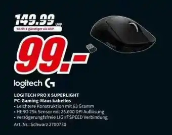 MediaMarkt Logitech pro x superlight pc-gaming-maus-kabellos Angebot