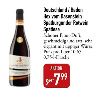 Galeria Markthalle Hex vom Dasenstein Spatburgunder Rotwein Spatlese 750ml Angebot