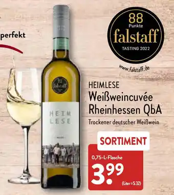 Aldi Nord Heimlese Weißweincuvée Rheinhessen QbA 0,75 L Flasche Angebot