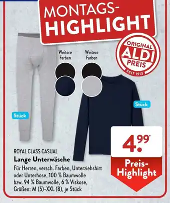 Aldi Süd Royal Class Casual Lange Unterwäsche Angebot