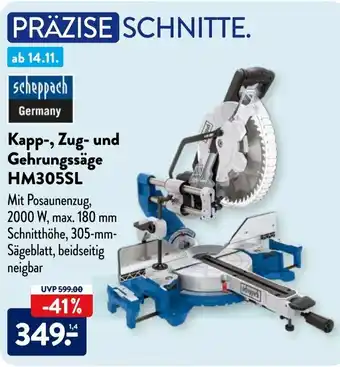 Aldi Süd Scheppach Kapp, Zug und Gehrungssäge HM305SL Angebot