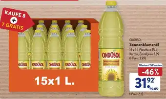 Aldi Süd Ondosol Sonnenblumenöl 15 x 1 L Flasche Angebot