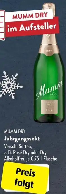 Aldi Süd Mumm Dry Jahrgangssekt 0,75 L Flasche Angebot