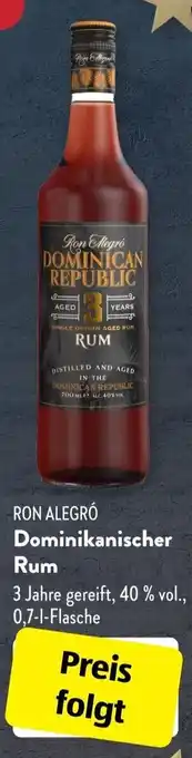 Aldi Süd Ron Alegró Dominikanischer Rum 0,7 L Flasche Angebot