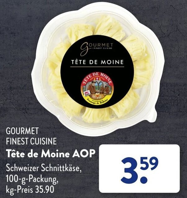 Gourmet Finest Cuisine Tête de Moine AOP 100 g Packung Angebot bei Aldi Süd