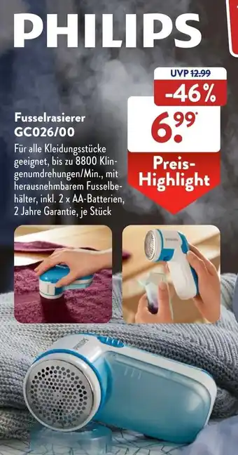 Aldi Süd Philips Fusselrasierer GC026/00 Angebot