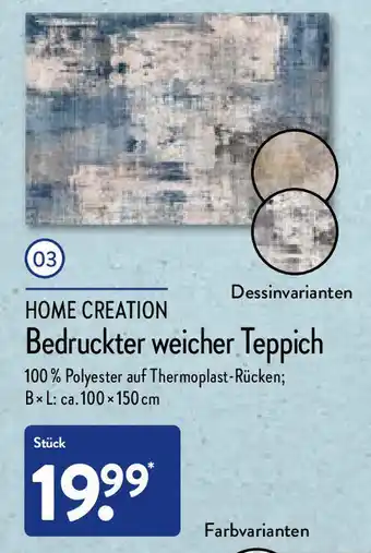 Aldi Nord Home Creation Bedruckter weicher Teppich Angebot