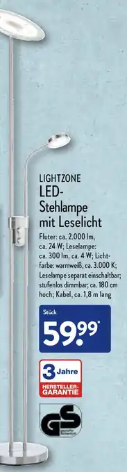 Aldi Nord Lightzone LED Stehlampe mit Leselicht Angebot