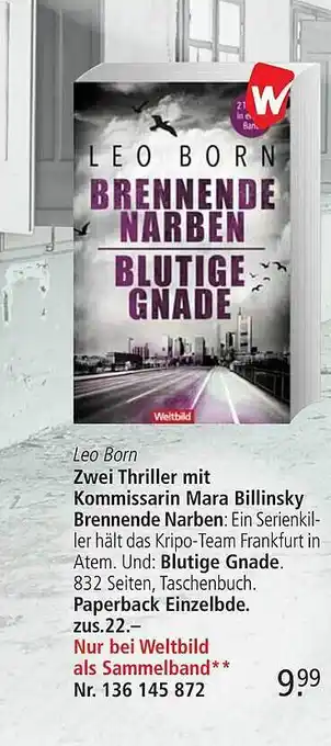 Weltbild Leo born zwei thriller mit kommissarin mara billinsky brennende narben oder blutige gnade Angebot