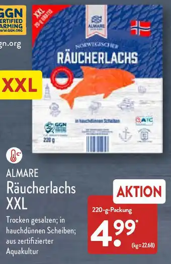 Aldi Nord Almare Räucherlachs XXL 220 g Packung Angebot