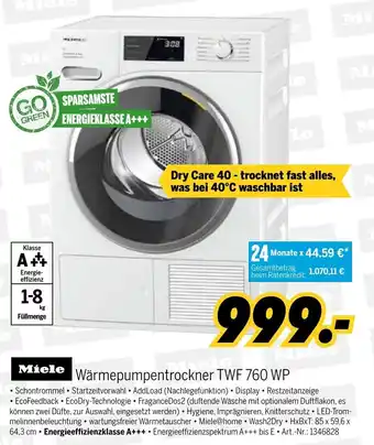 MEDIMAX Miele Wärmepumpentrockner TWF 760 WP Angebot