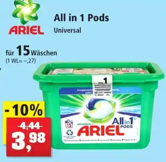 Thomas Philipps Ariel All in 1 Pods Universal für 15 Wäschen Angebot