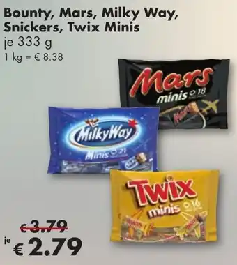 Travel Free Bounty, Mars, Milky Way, Snickers, Twix Minis 333 g Angebot