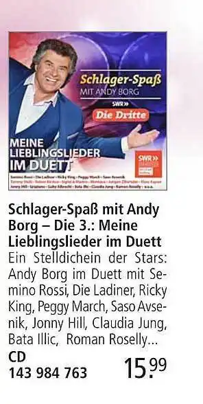 Weltbild Schlager-spaß mit andy borg - die 3.: meine lieblingslieder im duett Angebot