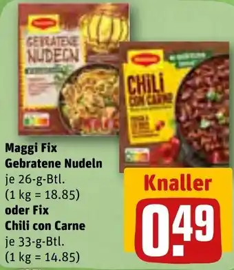 REWE Maggi Fix Gebratene Nudeln 26 g oder Fix Chili con Carne 33 g Btl. Angebot