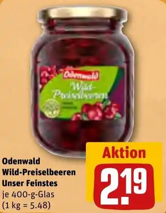 REWE Odenwald Wild Preiselbeeren Unser Feinstes 400 g Glas Angebot