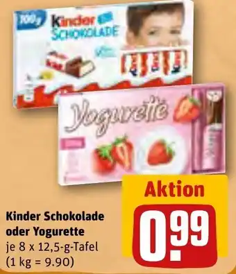 REWE Kinder Schokolade oder Yogurette 8x12,5 g Tafel Angebot