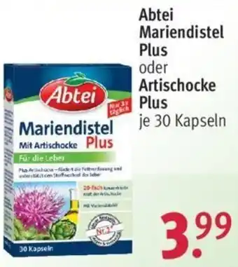 Rossmann Abtei Mariendistel Plus oder Artischocke Plus 30 Kapseln Angebot