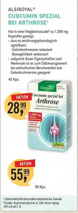 Reformhaus Bacher Alsiroyal curcumin spezial bei arthrose Angebot