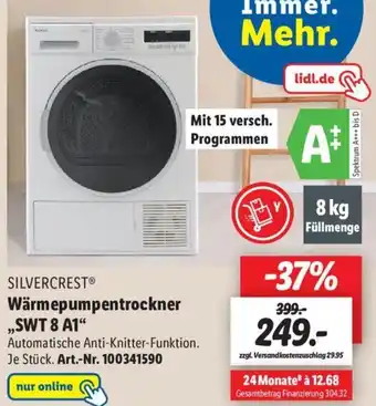 Lidl Silvercrest Wärmepumpentrockner ,,SWT 8 A1" Angebot