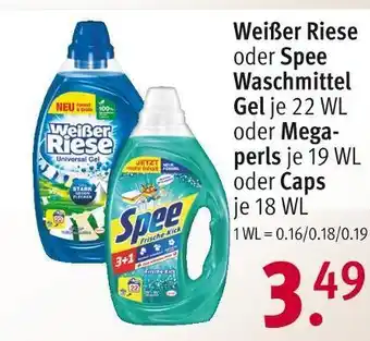 Rossmann Weißer riese oder spee waschmittel gel oder megaperls oder caps Angebot