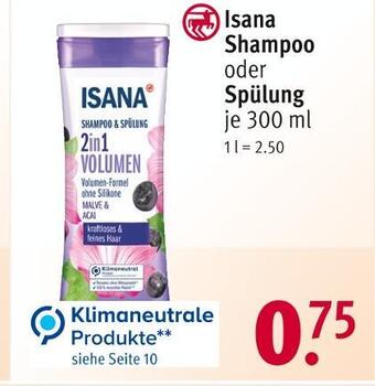 Rossmann Isana shampoo oder spülung Angebot