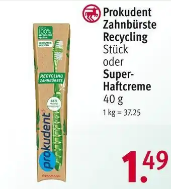 Rossmann Prokudent zahnbürste recycling oder super-haftcreme Angebot