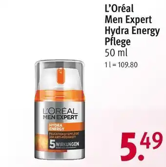 Rossmann L’oréal men expert hydra energy pflege Angebot