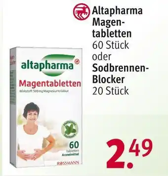 Rossmann Altapharma magentabletten oder sodbrennen-blocker Angebot