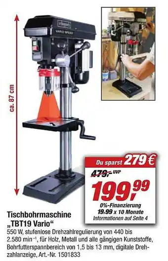 toom Baumarkt Tischbohrmaschine „tbt19 vario“ Angebot