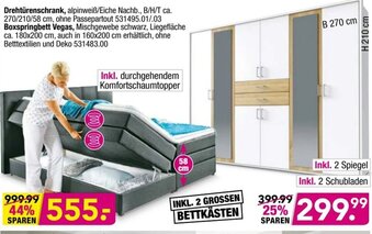 Möbel Boss Drehtürenschrank oder Boxspringbett Vegas Angebot