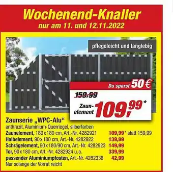 toom Baumarkt Zaunserie „wpc-alu“ Angebot